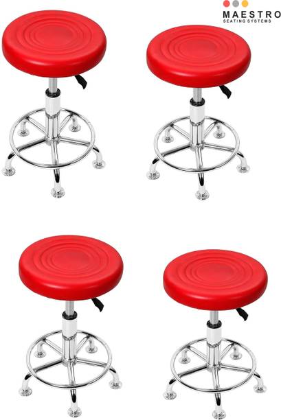 MAESTRO Set of 4 Red Doctor Stool with Adjustable Height Home Office Foam Bar stool Hospital Food Stool