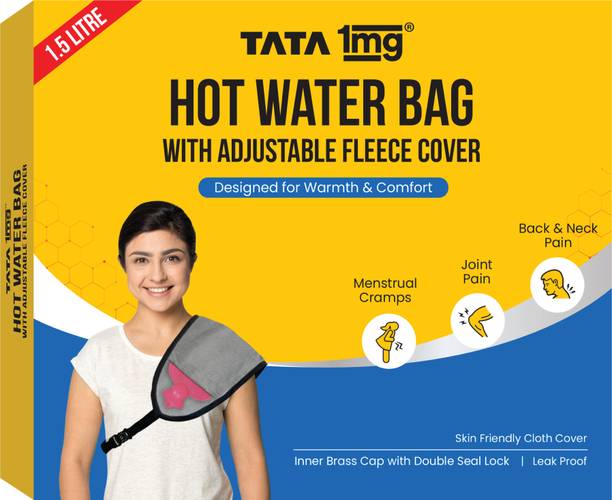 TATA 1mg Hot Water Bag for Pain Relief and Cramps with Belt Non-Electric 1.5 L Hot Water Bag