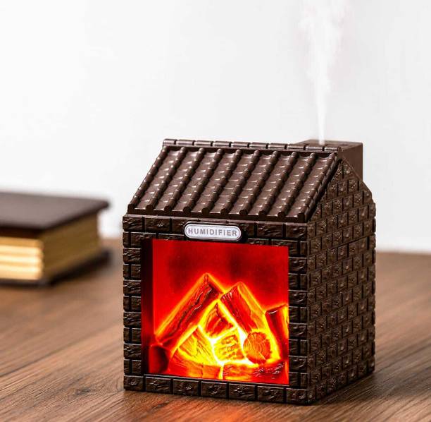 ACCORD MERCANTILE Room Mini Fireplace Humidifier USB Cool Mist Aroma Diffuser with LED Flame Humidifier