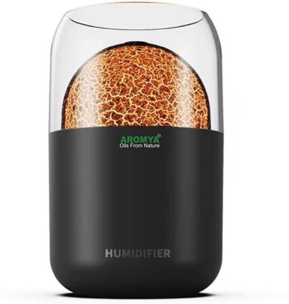 TheAromya Room Mini Volcano Humidifier with LED Flame Effect (Black Round Volcano) Humidifier