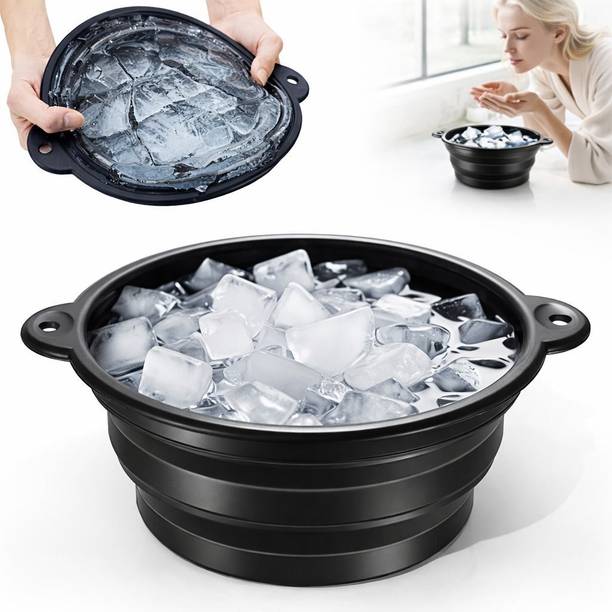 Mooues 1 L Silicone Face Ice Bath Bowl Silicone Foldable Facial Ice Therapy bowl Built-in Ice Tray Ice Bucket