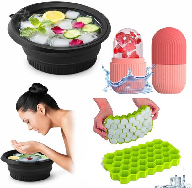 Puno 1 L Silicone Silicone Face Bowl for Ice with Built-In Ice tray Ice Bucket