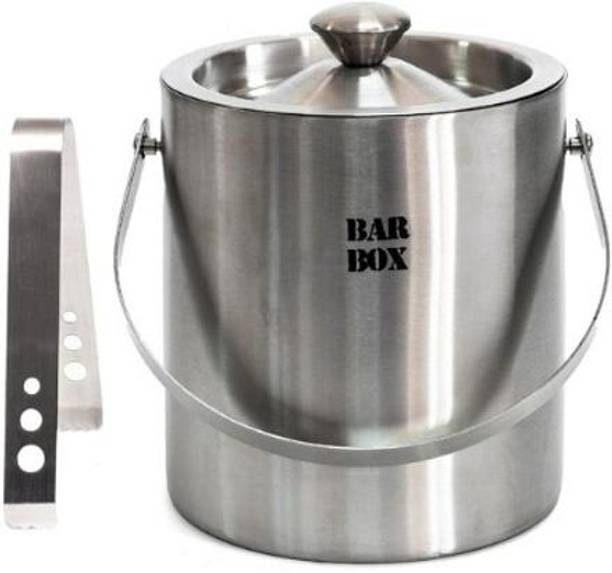 bar box 1.5 L Steel Double Walled Stainless Steel Insulated Ice Bucket with Lid and Tong Ice Bucket