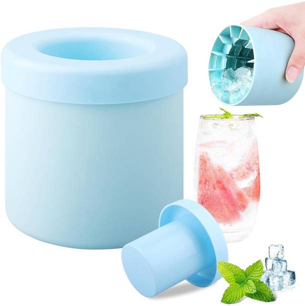 CELEVO 1 L Silicone Ice Cube Bucket, Mini Cylinder Ice Cube Mold, 60 Ice Cubes Maker Tray Ice Bucket