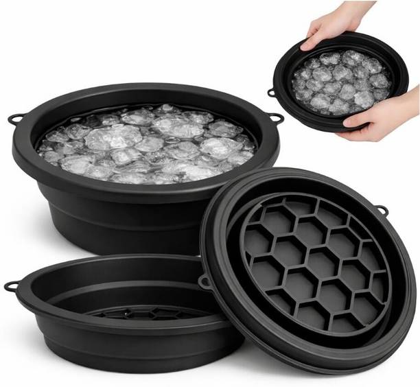 TRIVOT Silicone Ice Bowl with Built-In Ice Tray | BPA-Free Flexible Ice Bowl Black Silicone Ice Cube Tray