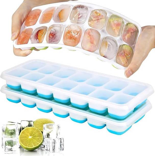 Ultrazon Smart Buy 21 Cavaties Easy Release Pop up Ice Cube Tray With Lid Multicolor Silicone Ice Cube Tray