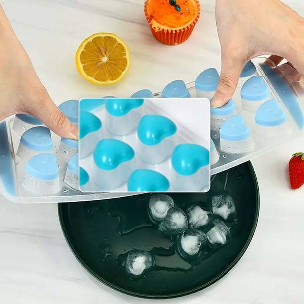 देओडप Easy Push Premium POP-UP ice Tray, With Flexible Silicon Bottom and Lid बहुरंगी सिलिकॉन आइस क्यूब ट्रे