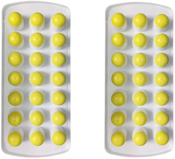 Millionminds Easy Push Pop Up Ice Cube Tray with Flexible Bottom and Over Lid, 21 Cube Trays Multicolor Silicone Ice Cube Tray