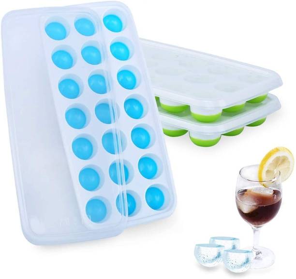 DURIGO SHOPPERS Silicone Pop Up Easy Release Ice Mould for Whiskey, Cocktails Multicolor Plastic Ice Cube Tray