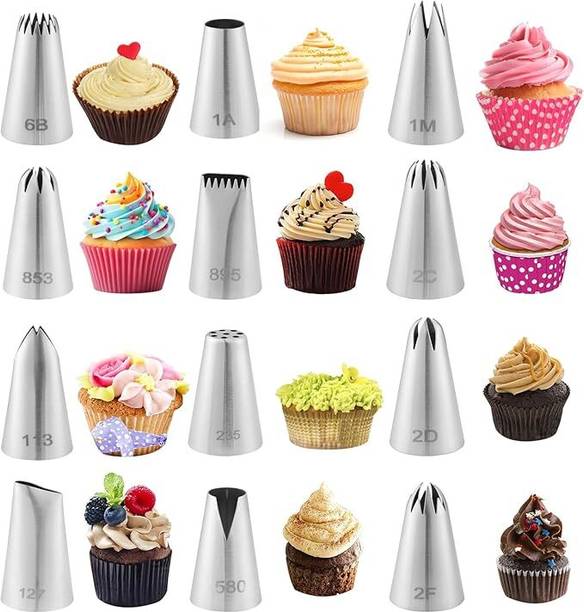 Husaini Mart 12PCS Piping Tips Set, Stainless Steel Cake Decorating Tips, Food Grade Stainless Steel Round Icing Nozzle