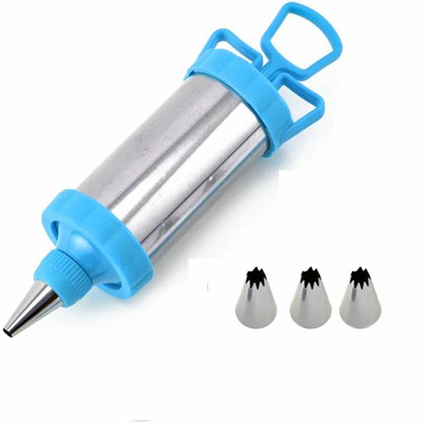 Oman Stainless Steel Cake Piping Syringe Nozzle Pen, Dessert & Pastry Decorating Cake Decoration Icing Set