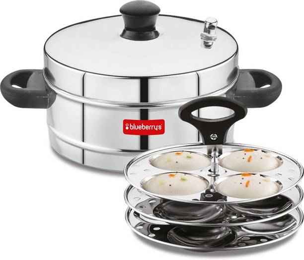 ब्लूबेरीज़ Misty 3 Plate 12 Idly Stainless Steel Idly Cooker with Stand Lifter & Whistle इंडक्शन & स्टैंडर्ड इडली मेकर