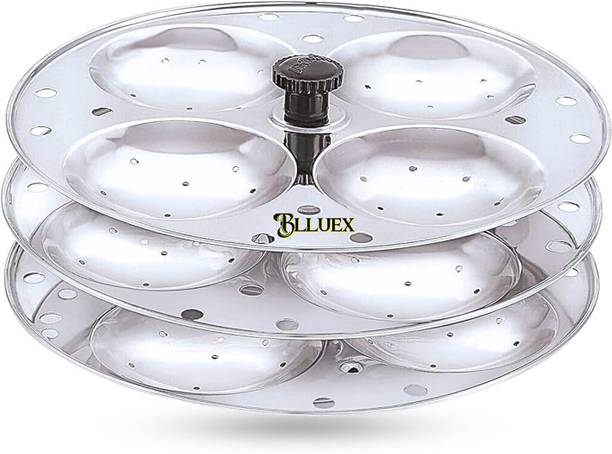 BLLUEX Stainless Steel 3 Plates Heavy Quality Idli Stand and Induction & Standard Idli Maker