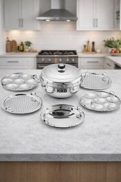 KRB KRB, Stainless Steel IdliCooker Multi Purpose Kadai Steamer with Multi Kadai Induction & Standard Idli Maker