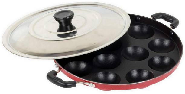 Masox Store Non-Stick 12 Cavity Single Handle Appam Patra/ Paniarakkal with Lid Standard Idli Maker
