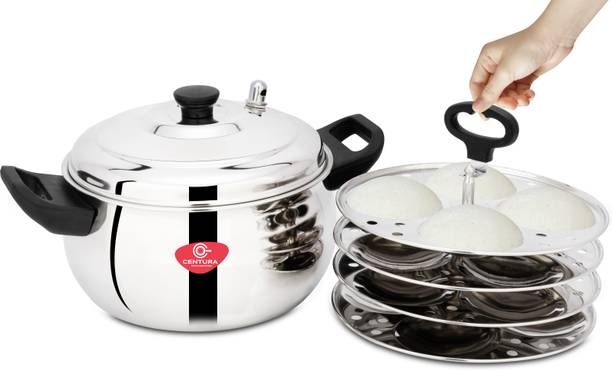 सेंचुरा Stainless Steel Curvv Multipurpose Idli Maker Cum Kadhai (4 Plates, Silver) इंडक्शन & स्टैंडर्ड इडली मेकर