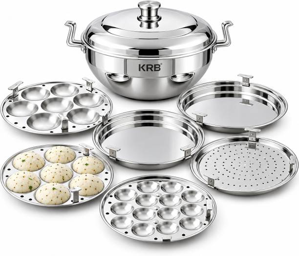 KRB KRB,Idli Cooker Multi Kadai Steamer 2 Idli|2 Dhokla|1 Patra-1Mini idli Induction & Standard Idli Maker
