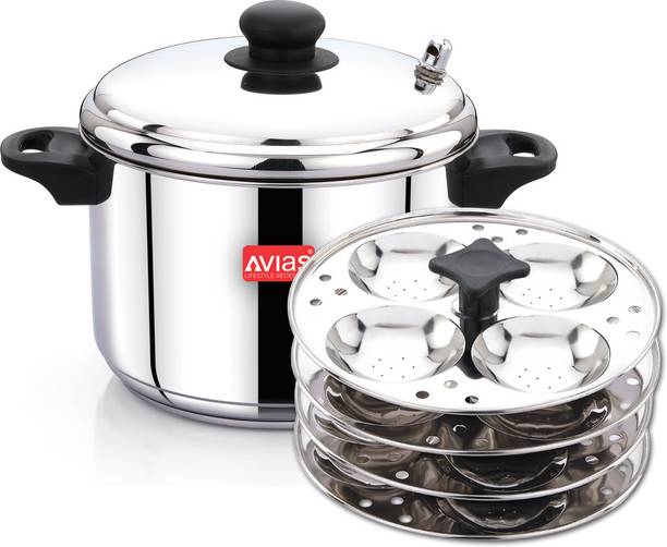 AVIAS Idly Mate IB Stainless Steel Idli Cooker With Bakelite Handles, Gas Stove Base Induction Idli Maker
