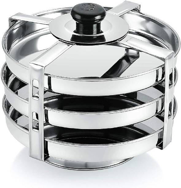BLLUEX All-in-One Stainless Steel Dhokla Maker Big Size with 3 Plates & Standard Standard Idli Maker