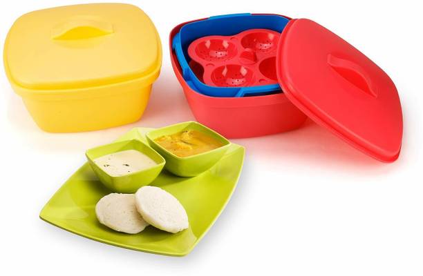 heet Microwave Dishwasher Safe Plastic Idli Makers Vegetable Steamer & Rice Cooker Microwave Idli Maker