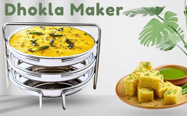 BLLUEX All-in-One Stainless Steel Dhokla Maker Big Size with 3 Plates & Standard Standard Idli Maker