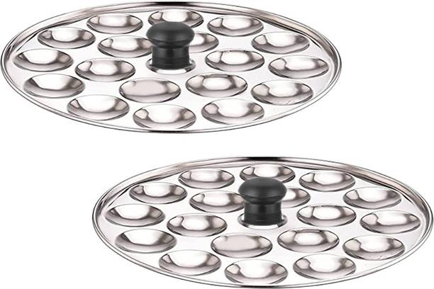 आदिवीर Stainless Steel Mini Idli Plates | Mini idli Maker With Bakelite Knob इंडक्शन & स्टैंडर्ड इडली मेकर