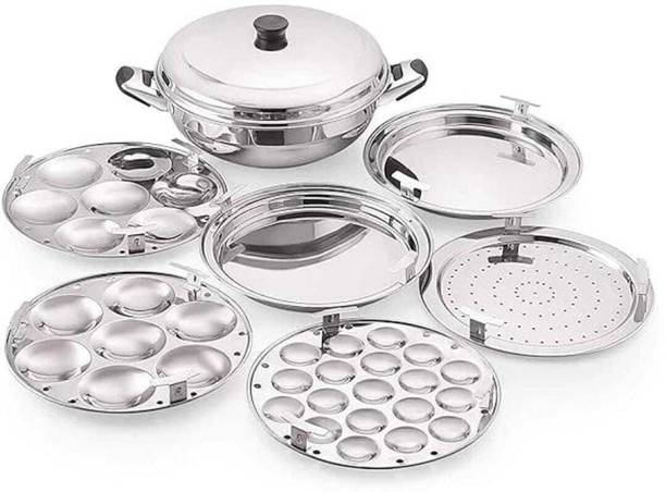 KRB KRB Idli Cooker Multi Kadai Steamer 6 Plate 2 Idli|2 Dhokla|1 Patra-Mini idli Induction & Standard Idli Maker