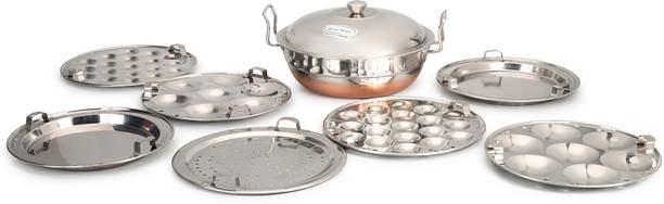 WAYMORE Multi Kadai Copper Base 7Plate 2Idli|2Mini Idli|2Dhokla|1Patra|Momo's|28.5cm Dia Standard Idli Maker