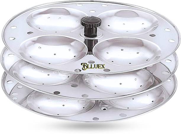 ब्लूएक्स Stainless Steel 3 Plates Heavy Quality Idli Stand स्टैंडर्ड इडली मेकर
