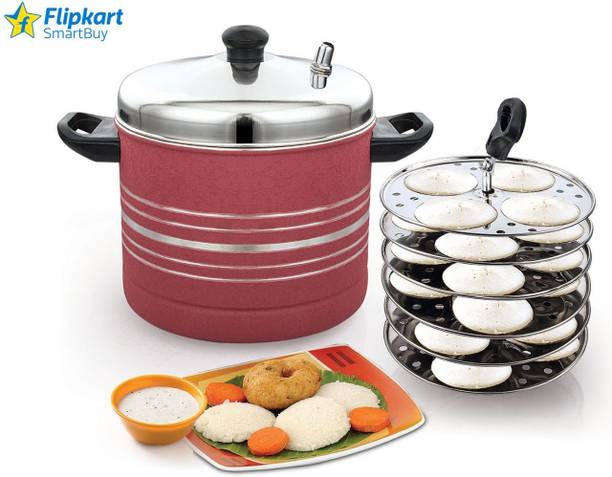 Flipkart SmartBuy Stainless Steel 6 Plates Colored Idly Cooker ,Induction and Gas Stove Compatible Induction & Standard Idli Maker