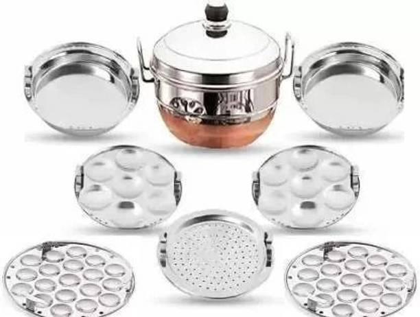 Sambhavnath Multi Kadai Idli Make Dhokla & Patra Plates Idli Maker (7 Plates ,14Idlis) Standard Idli Maker