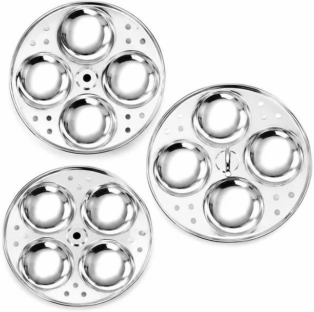 Nyra Stainless Steel Idli Stand 3 Plate Tiered Idli Maker Round Cavities Steamer Standard Idli Maker