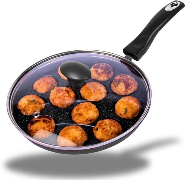 Neopot NEOPOT Nonstick 12-Cavity Appe Pan with Lid, Toxin-Free, Heat-Resistant Handle Induction & Standard Idli Maker