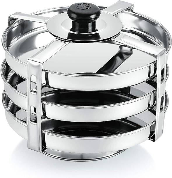 BLLUEX All-in-One Stainless Steel Dhokla Maker Big Size with 3 Plates & Standard Standard Idli Maker
