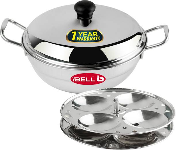 आईबेल IP8P2 High Food Grade Idly Pot Stainless Steel, Multipurpose use as Idli Pot or Kadai, 2 Idli Plates (8 Idlyes) स्टैंडर्ड इडली मेकर