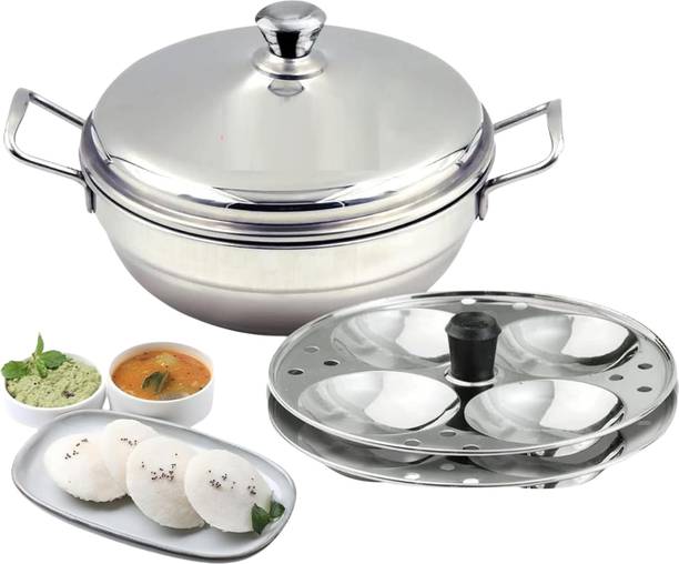 EverChef 2-Plate idli Maker, kadhai with lid and 2 Idli Plates a21 Induction & Standard Idli Maker