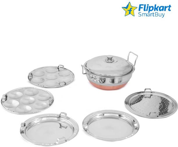 Flipkart SmartBuy S.S. Multi Kadai with Copper Bottom Big Size 2 Idli|2 Dhokla|1 Patra|Momo's| Standard Idli Maker