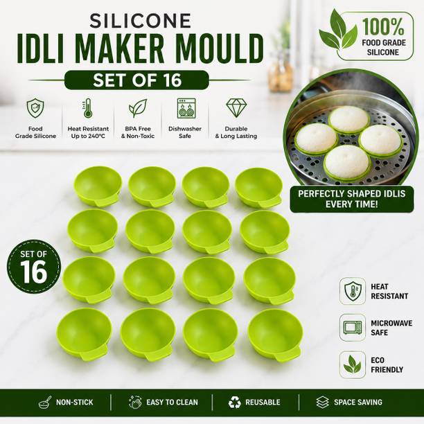 KTCOM Reusable Silicone Idli Maker Mould Set of 16 Microwave Idli Maker