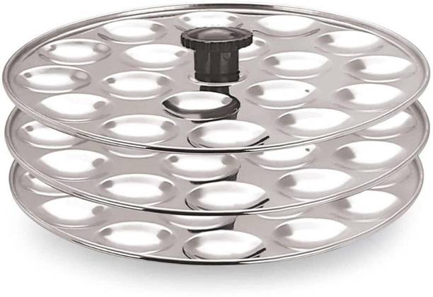 AadiVeer Stainless Steel Mini Idli Plates | Small Idli Maker, With Bakelite Knobs Induction & Standard Idli Maker