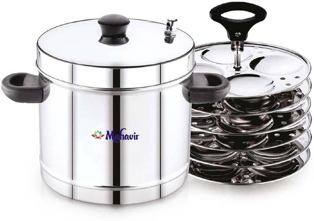 MAHAVIR Heavy Gauge Stainless Steel Cooker Kitchen Accessories Silver Induction & Standard Idli Maker