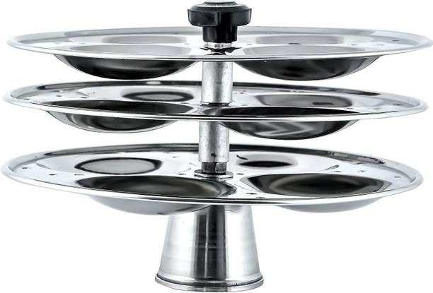 BLLUEX Stainless Steel Idli Stand for Idli Maker Pot (3 Plates/ 12 Idlis) - 1 Unit Induction & Standard Idli Maker