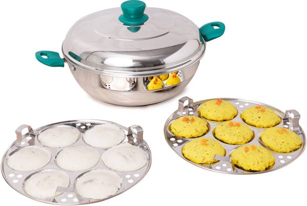 द इण्डस वैली Stainless Steel 3-Layer Bottom Idli maker/pot | 27 cm Diameter इंडक्शन & स्टैंडर्ड इडली मेकर