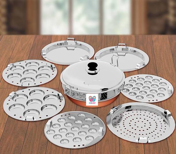 Bigbought All-in-One Stainless Steel Idli Cooker Multi Kadai Steamer Standard Idli Maker