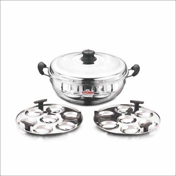 Kitchen Essentials Stainless steel Induction Bottom Multi Kadai - With 2 Idli Plates Induction Idli Maker