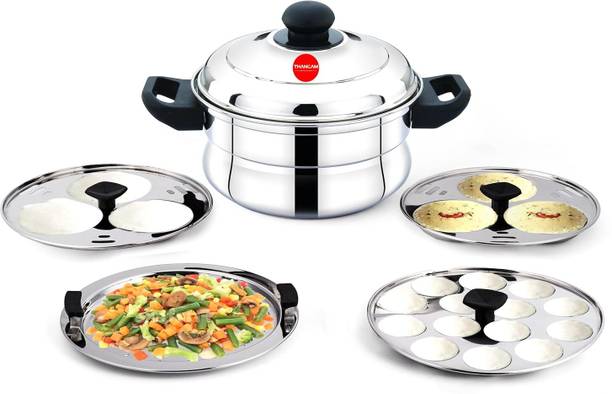 THANGAM Thangam Stainless Steel Idli Cooker with 2 Idli Plates,Mini Idly & Steamer Plate Induction & Standard Idli Maker