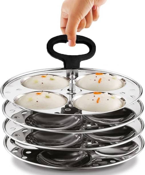 MISSIPPI Stainless Steel 4 Idli plate with Stand/Idli maker/Idli stand with Idli Lifter Induction & Standard Idli Maker