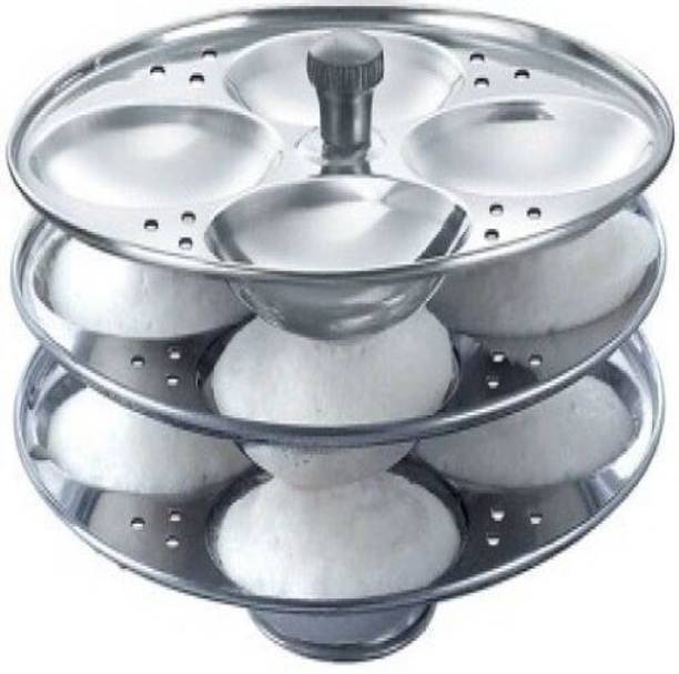 किचेन देल्ली Stainless Steel 3-Rack Idli Stand, Makes 12 Idlis इंडक्शन & स्टैंडर्ड इडली मेकर