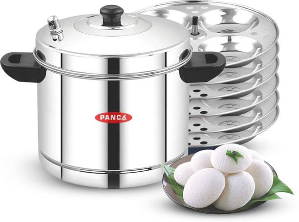 Panca Stainless Steel Idli Cooker – 6 Plates, 24 Cavity Idli Maker with Whistle Induction & Standard Idli Maker