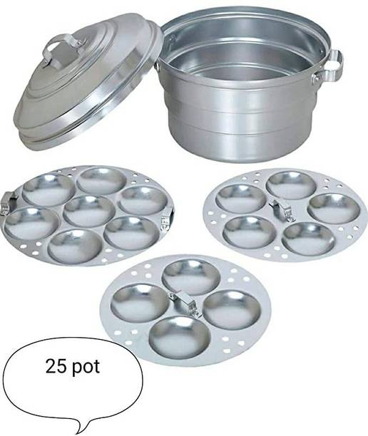 subaa Standard Idly Maker / satti / Steamer / Cooker 25 Pot Aluminum Out lid Standard Idli Maker