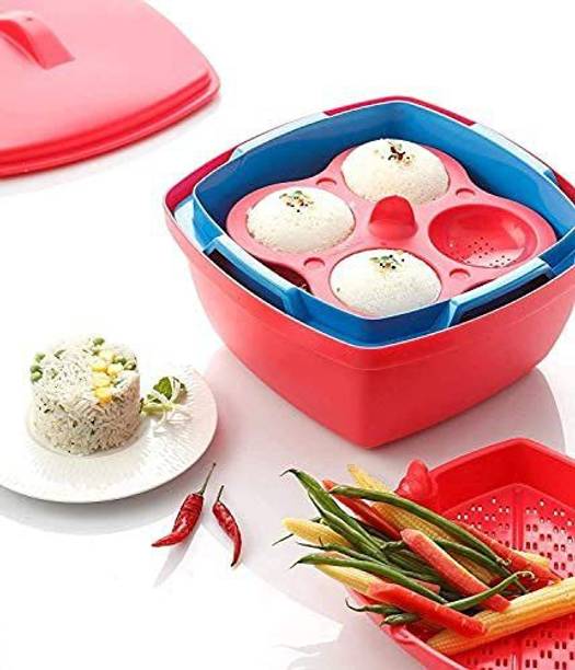 निरालासा Plastic Idli Maker - Makes 8 idlis, Microwave Dhokla Maker, Vegetable Steamer माइक्रोवेव इडली मेकर